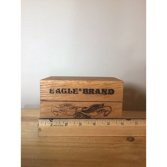 Vintage Hinged Wood Recipe Box Eagle Brand 125th Anniversary 1852-1982 - Picture 2 of 10